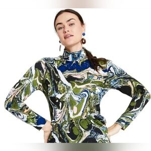 Rachel Comey for Target Art-to-Wear Multicolor Abstract Turtleneck Top Size XS